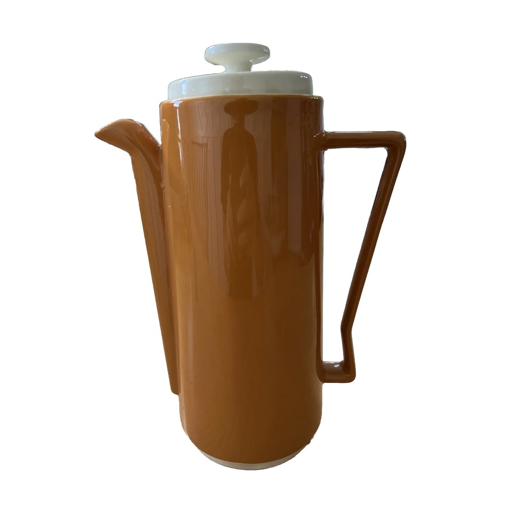 Homer Laughlin Orbit Coffee Server Vintage Orange MCM 1960s Ceramic Carafe Pot